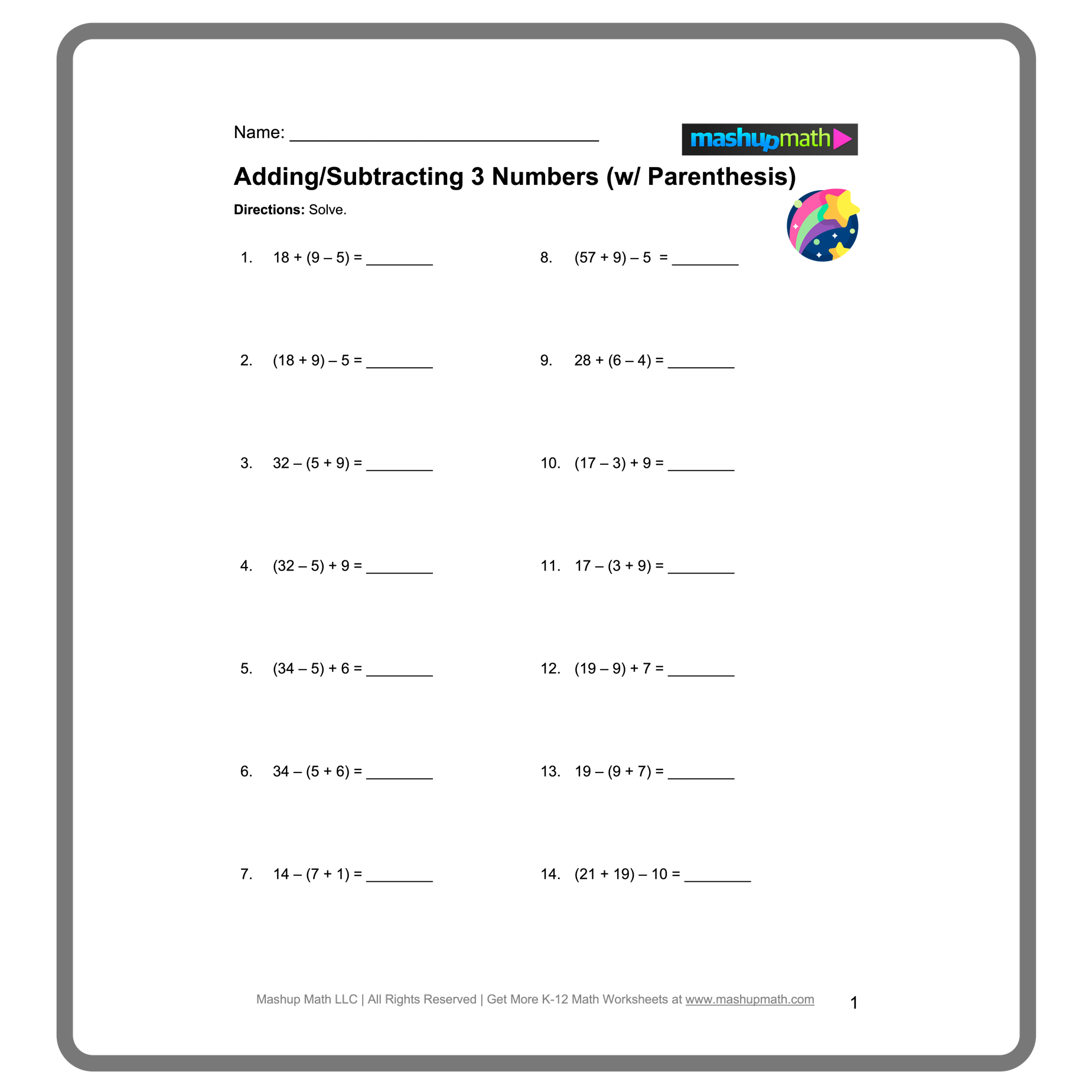 Free Printable Order Of Operations Worksheets