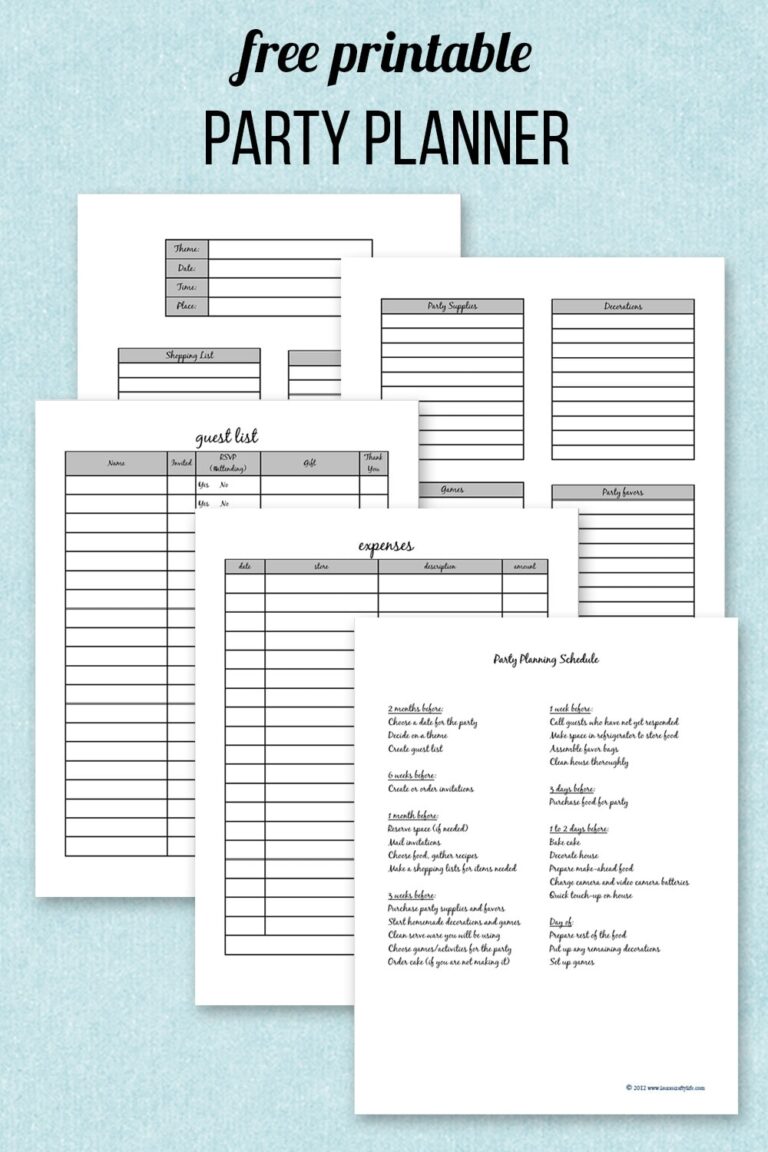 Free Party Planner Printable