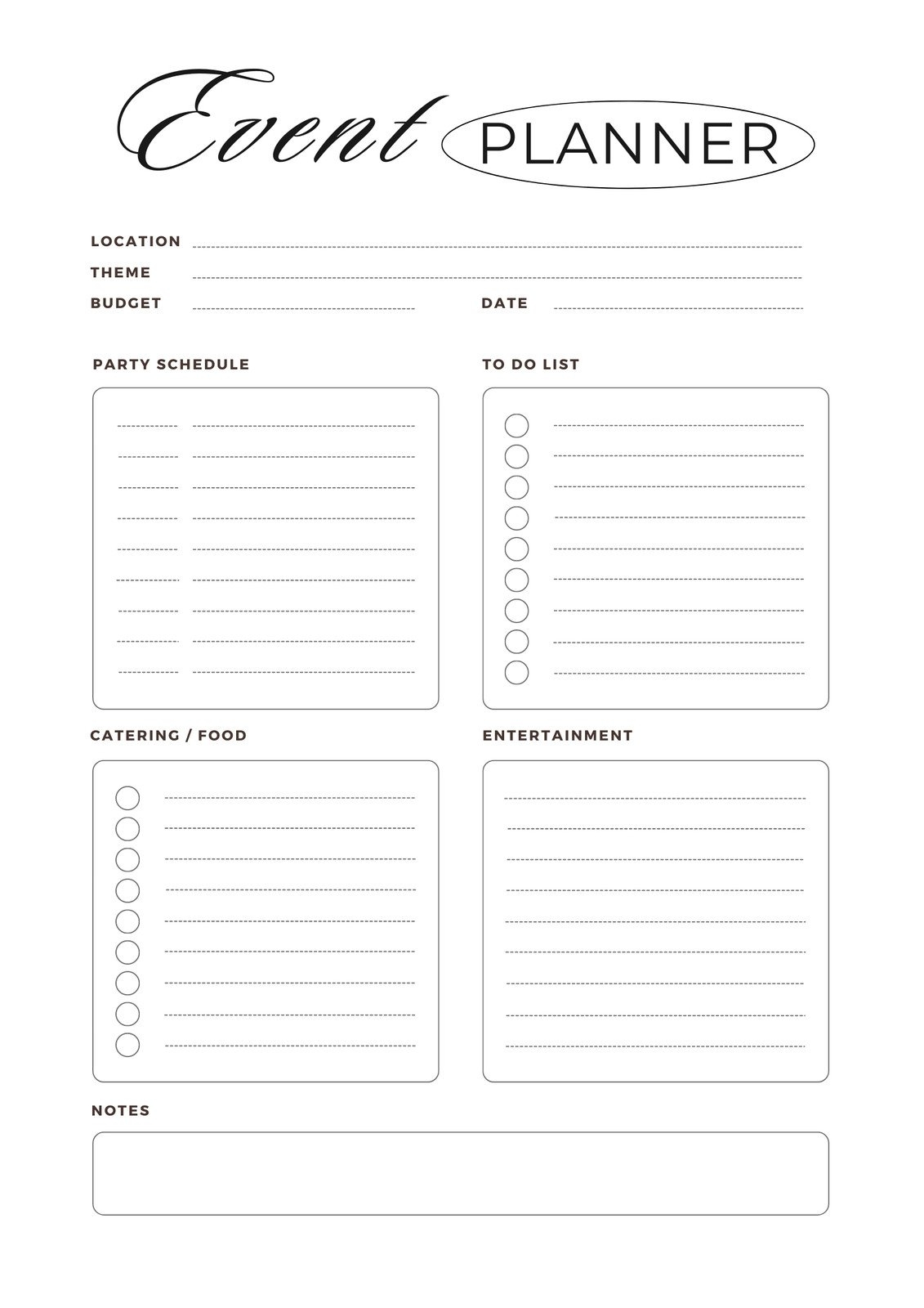 Free Party Planner Templates To Customize And Print Canva Worksheets Library