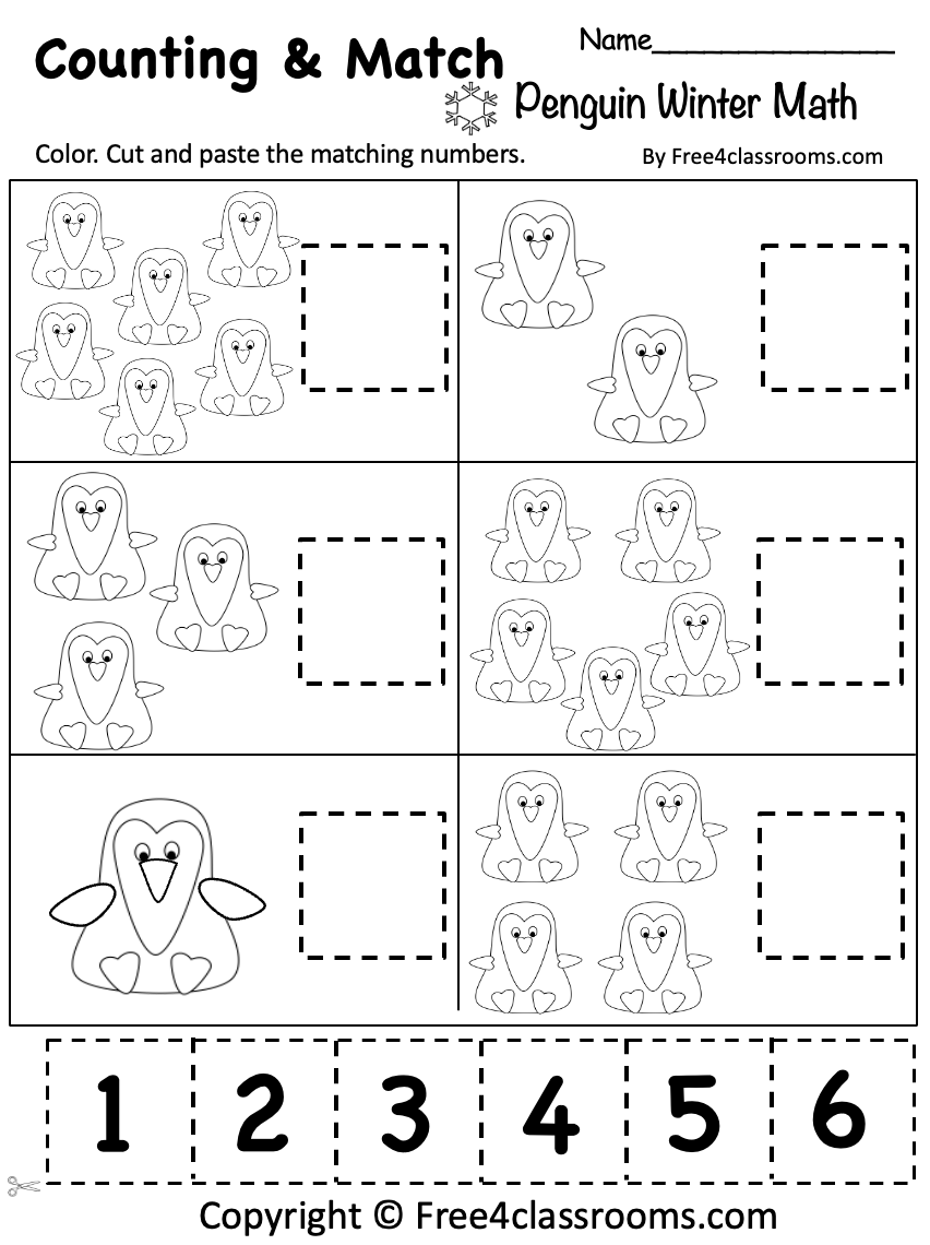 Free Penguin Math Worksheet L Printable For Preschool Free Worksheets Free4Classrooms