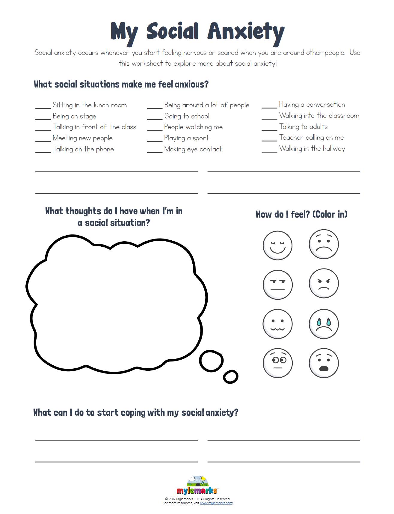 Free Printable Anxiety Worksheets U0026 Resources Free Printable Worksheets Library