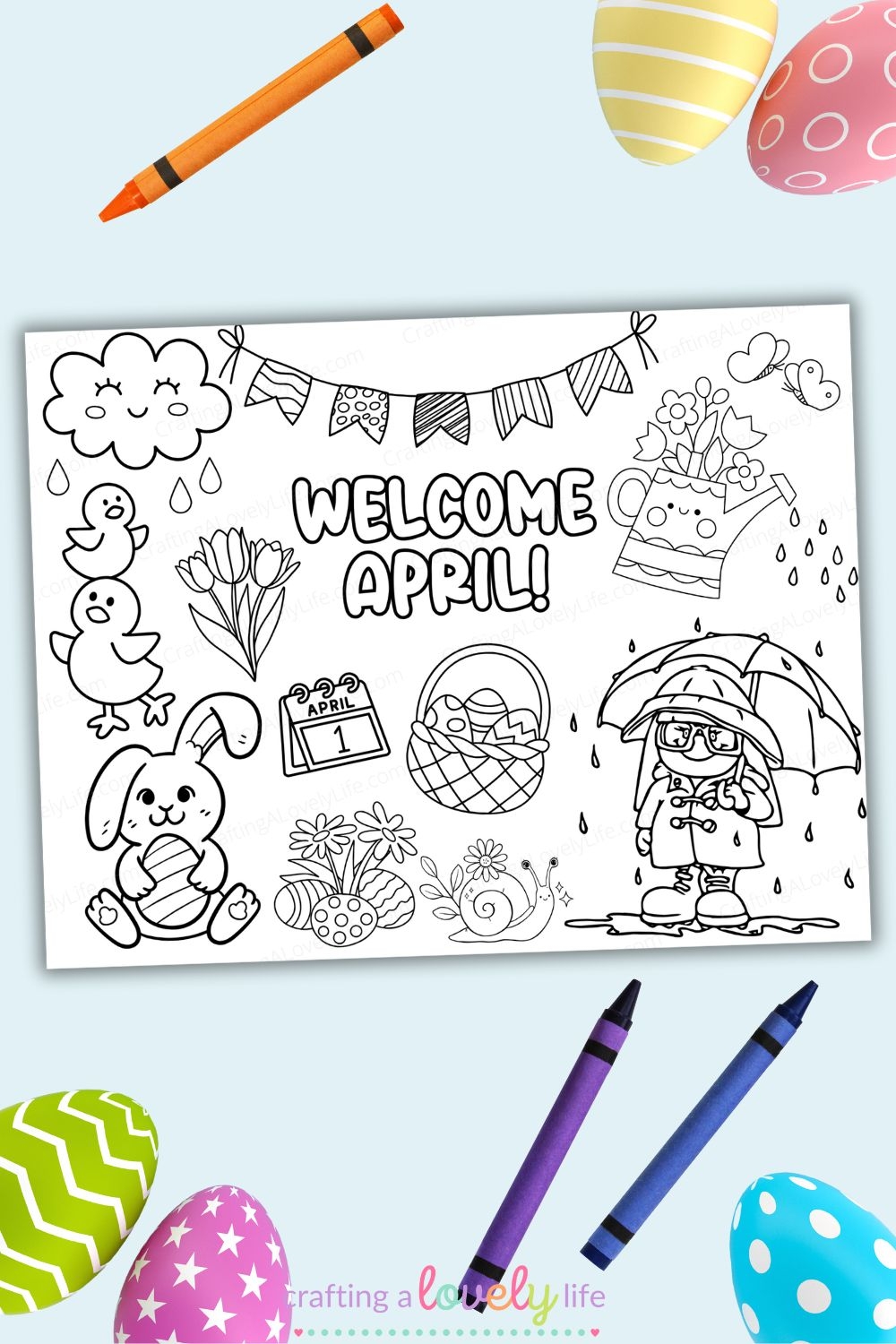 Free Printable April Coloring Page 