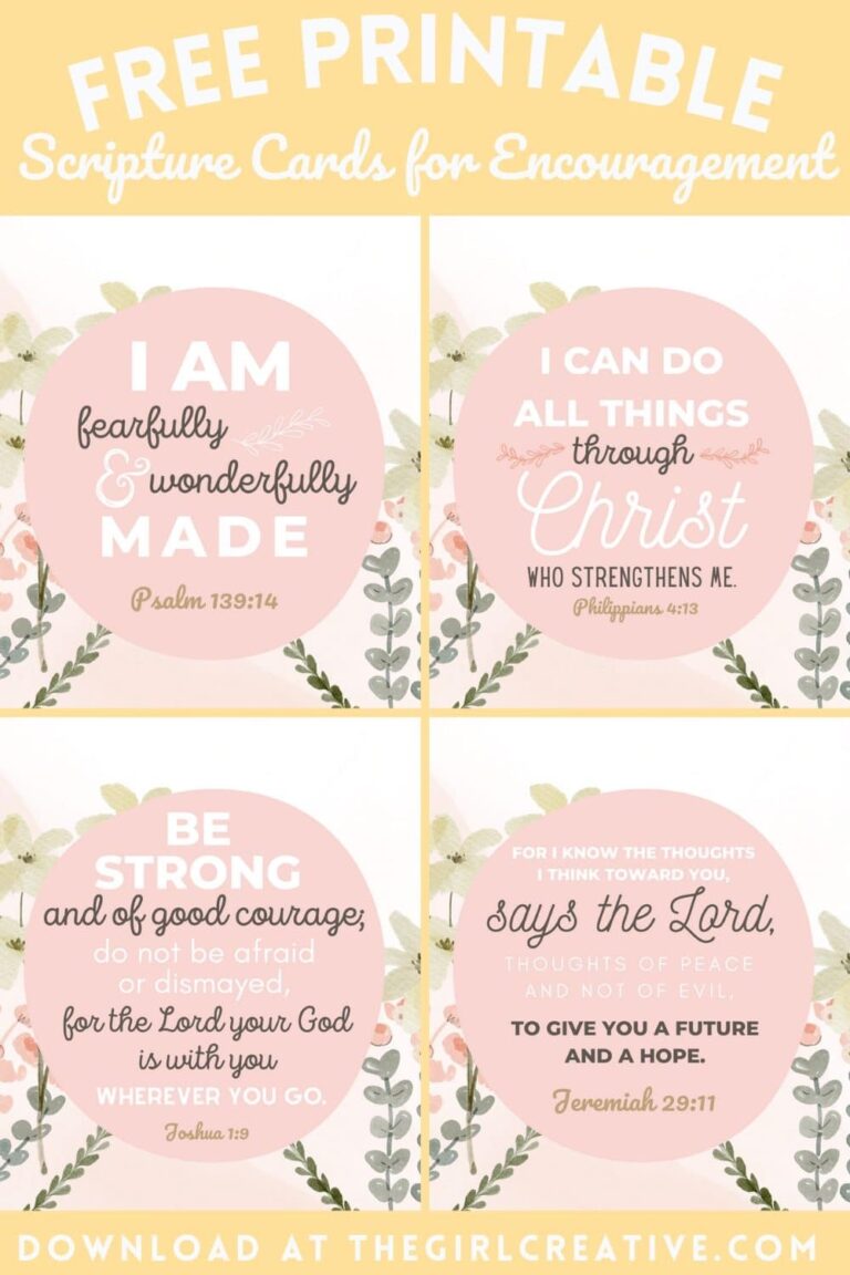 Free Printable Bible Verses For Encouragement The Girl Creative