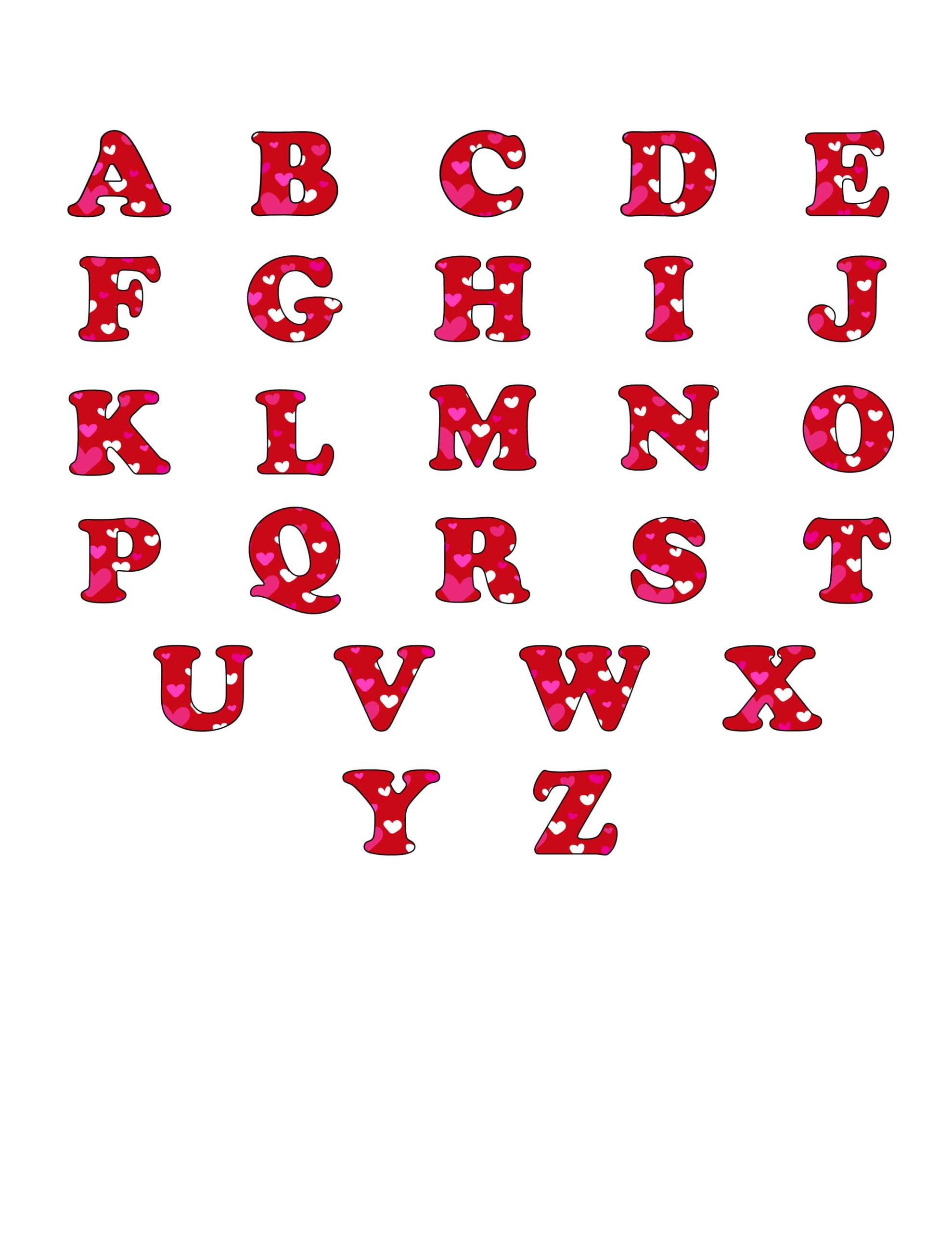 Free Printable Bubble Letters Colorful Valentine Alphabet