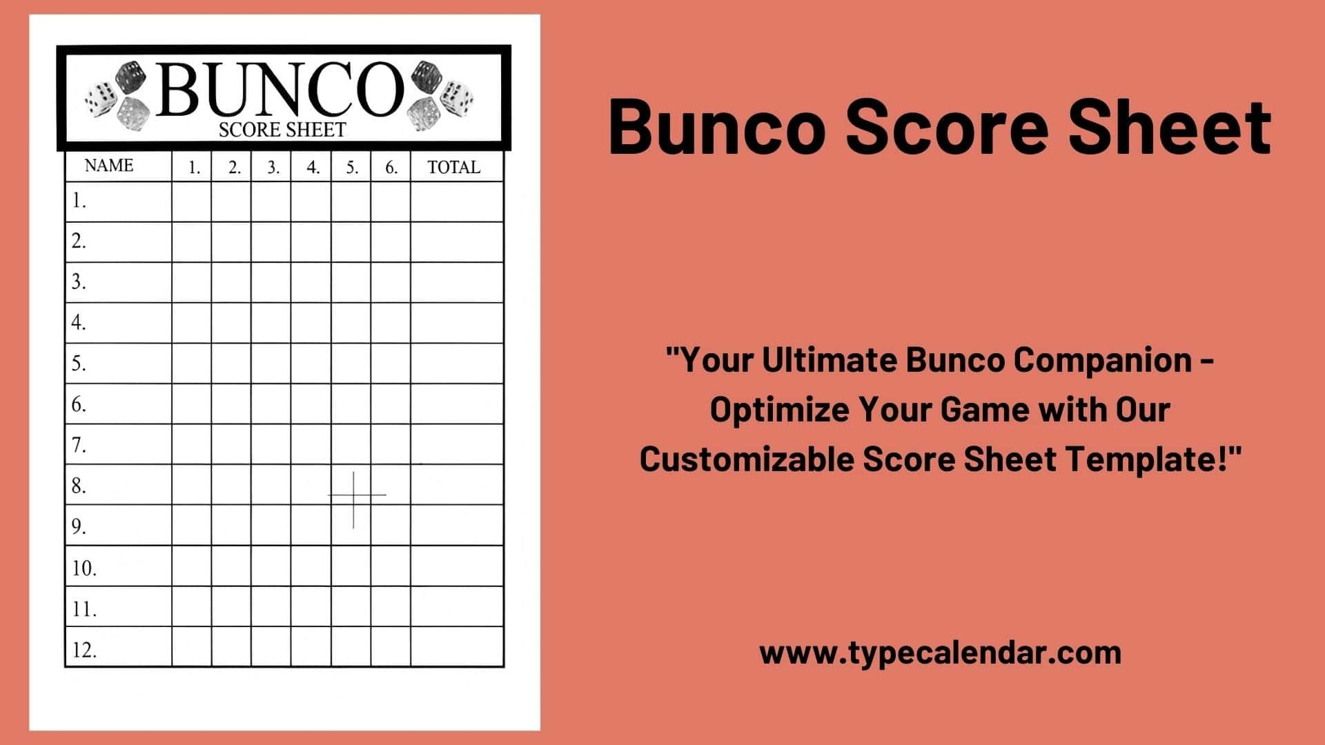 Free Printable Bunco Score Sheet Templates PDF Word 