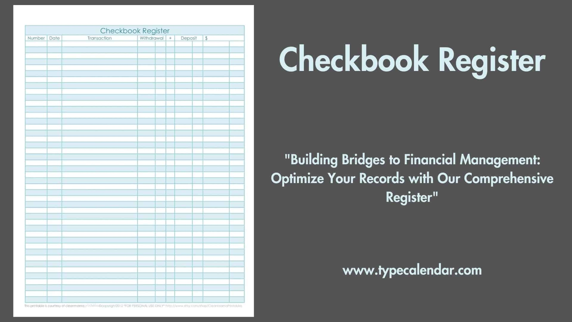 Free Printable Checkbook Register Templates PDF Excel Free Printable Checkbook Register Templates PDF Excel