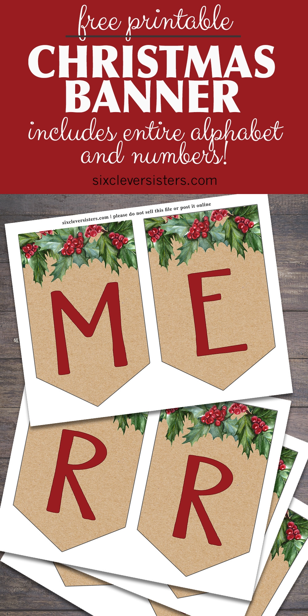 Free Printable Christmas Banner Six Clever Sisters Worksheets Library
