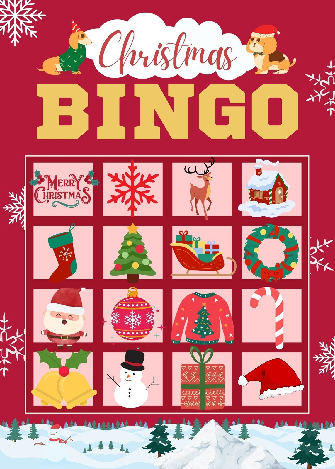 Free Printable Christmas Bingo Card Templates Canva