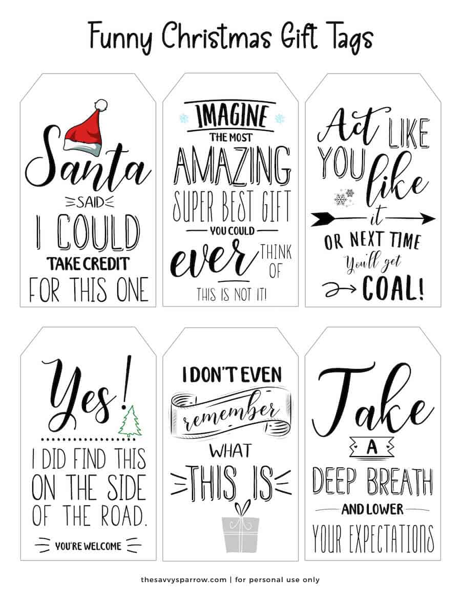 Free Printable Christmas Gift Tags Funny And Sarcastic Worksheets Library