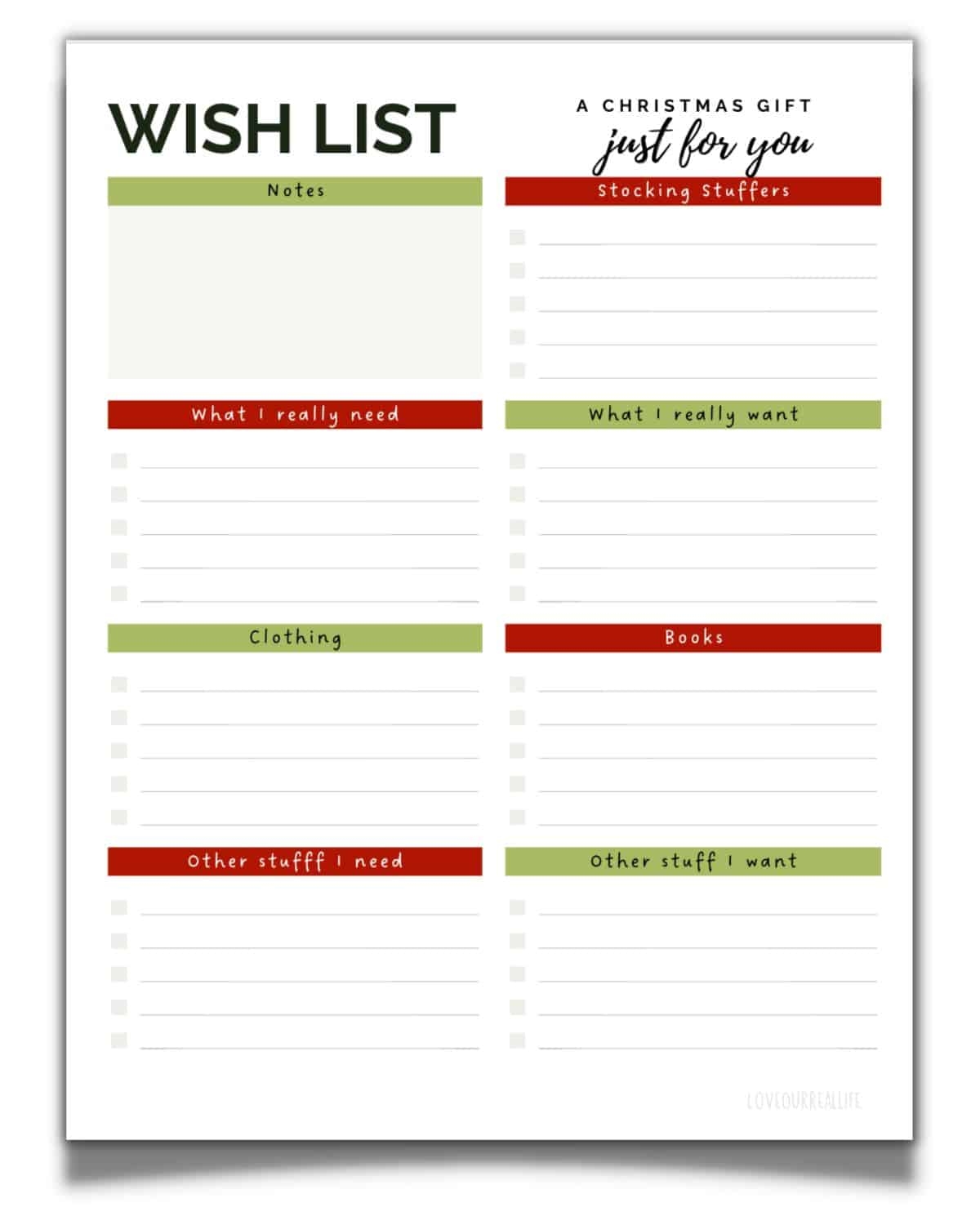 Free Printable Christmas Present List