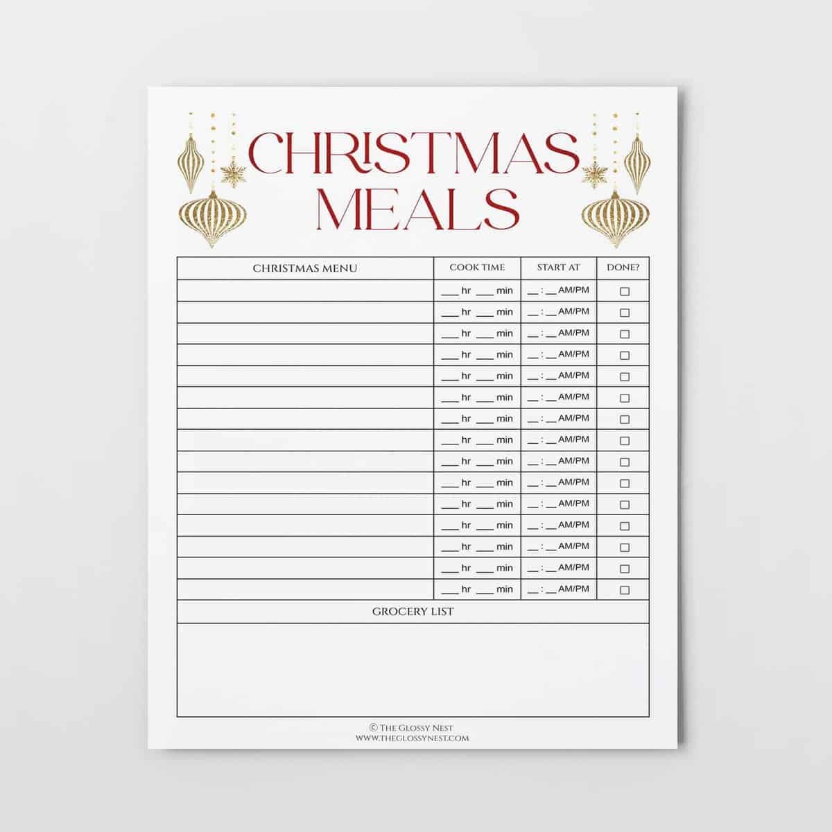 Free Printable Blank Christmas Menu Template