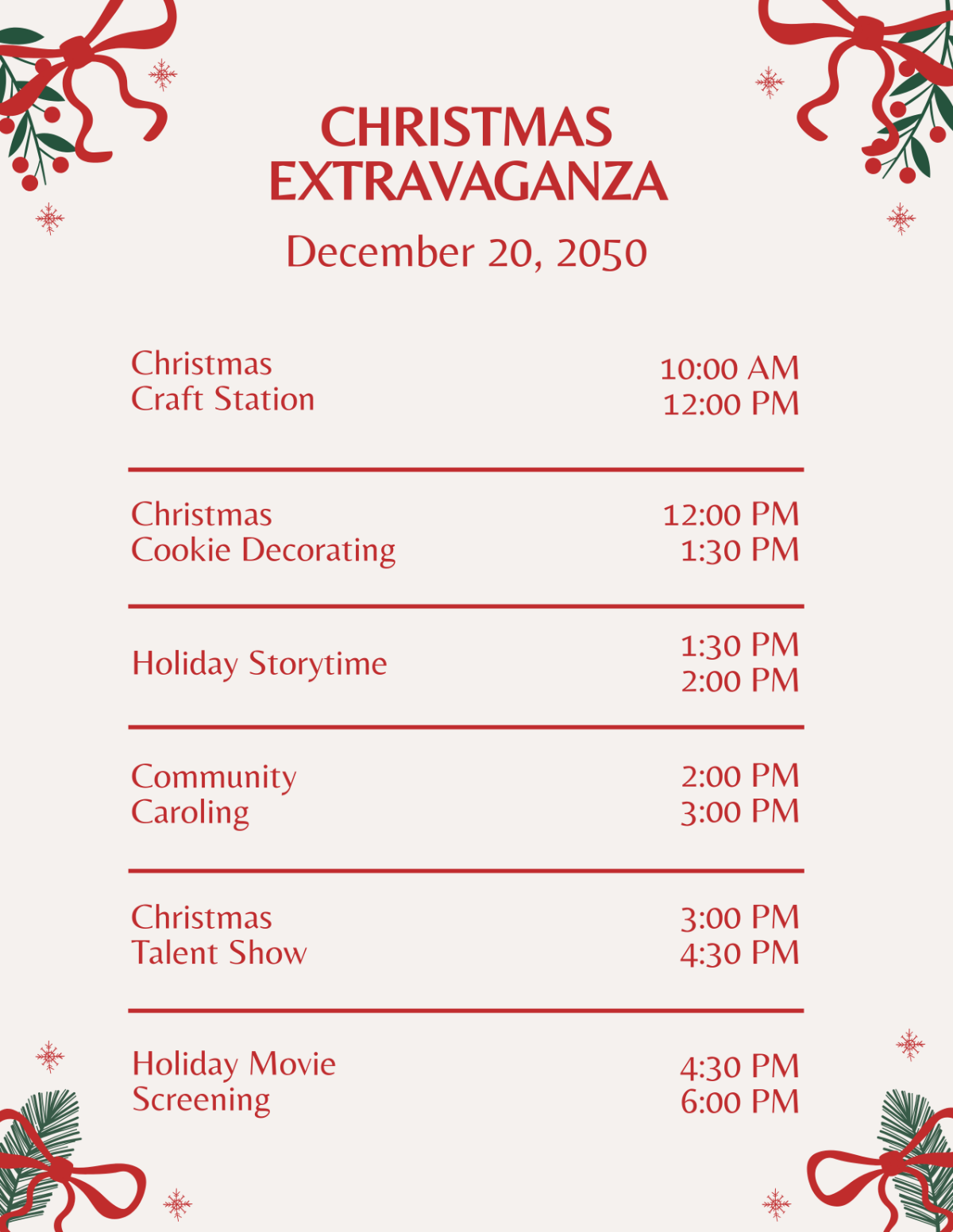 Free Printable Christmas Program Template To Edit Online