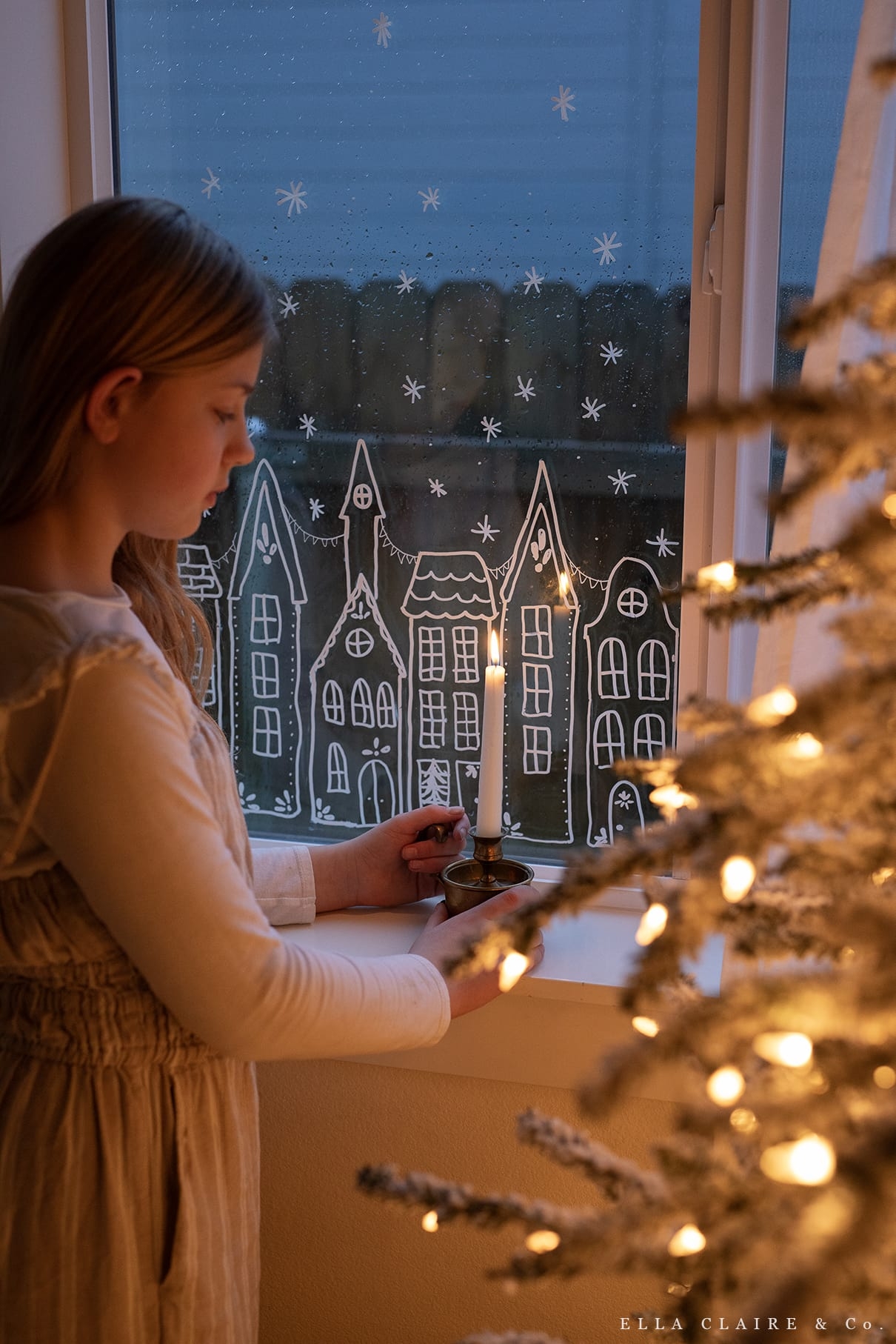 Free Printable Christmas Village Window Stencil Ella Claire U0026 Co 