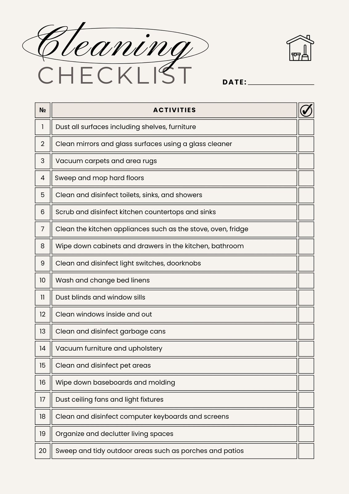Free Printable Cleaning Schedule Template