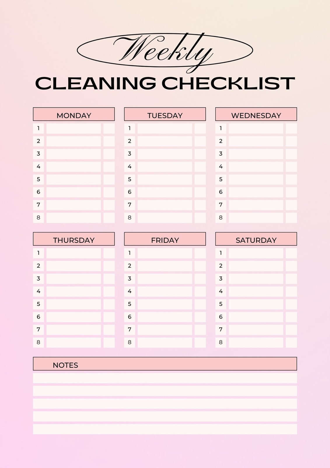 Free Cleaning Schedule Printable