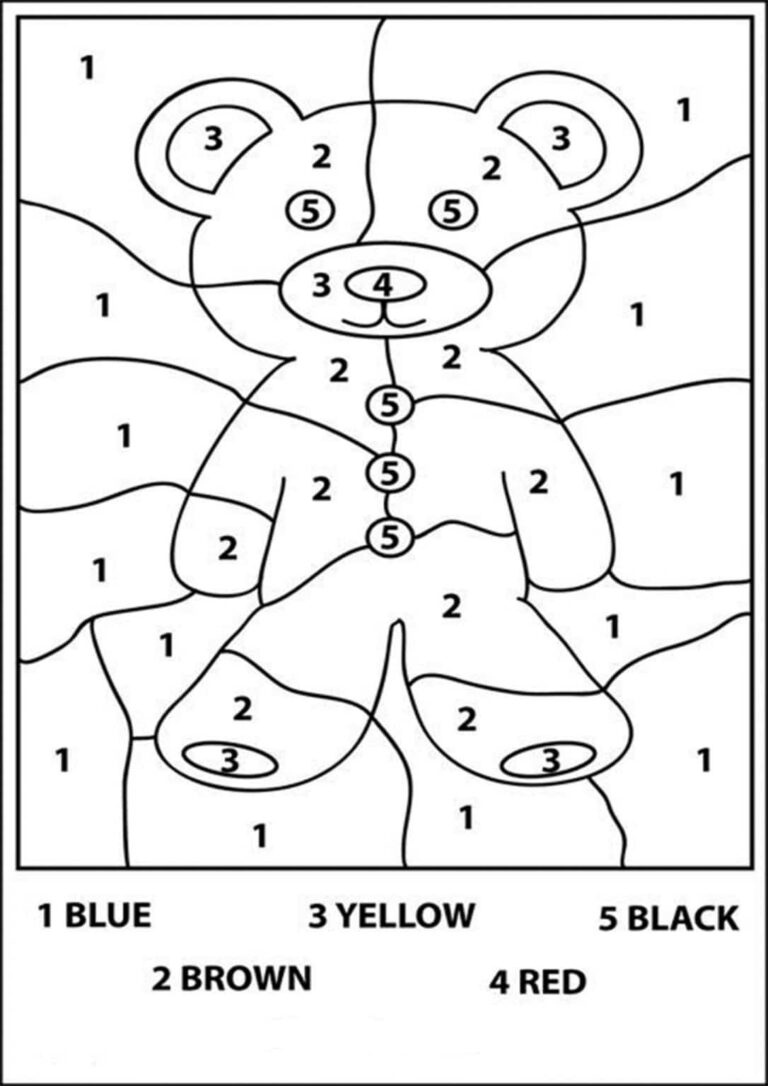 Free Printable Color By Number Worksheets For Kindergarten Worksheets Library