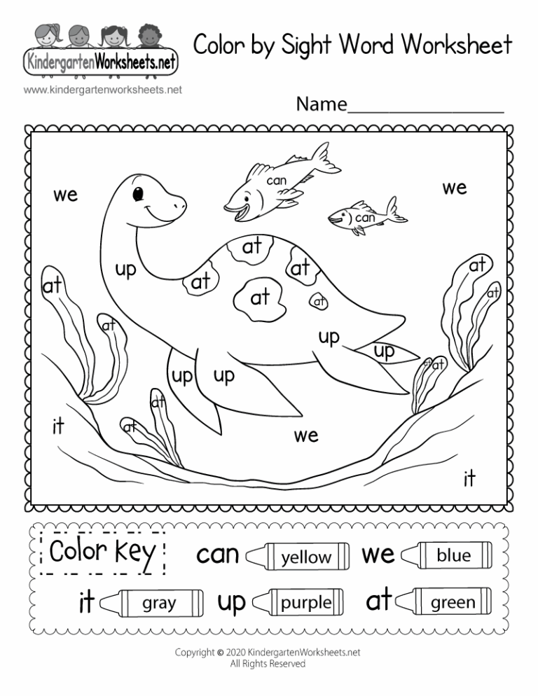 Free Printable Color By Sight Word Worksheet