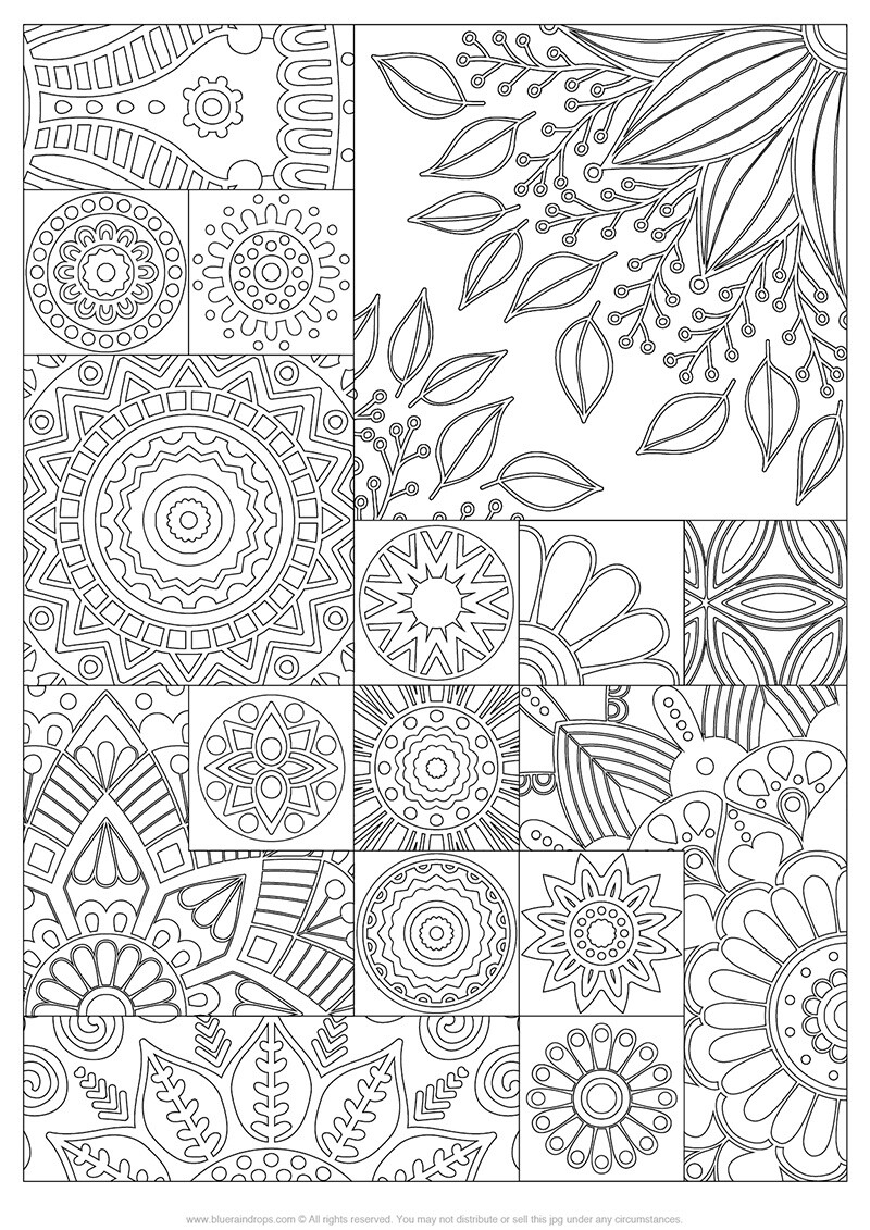 Free Printable Coloring Pages For Adults Blueraindrops Arts And Crafts