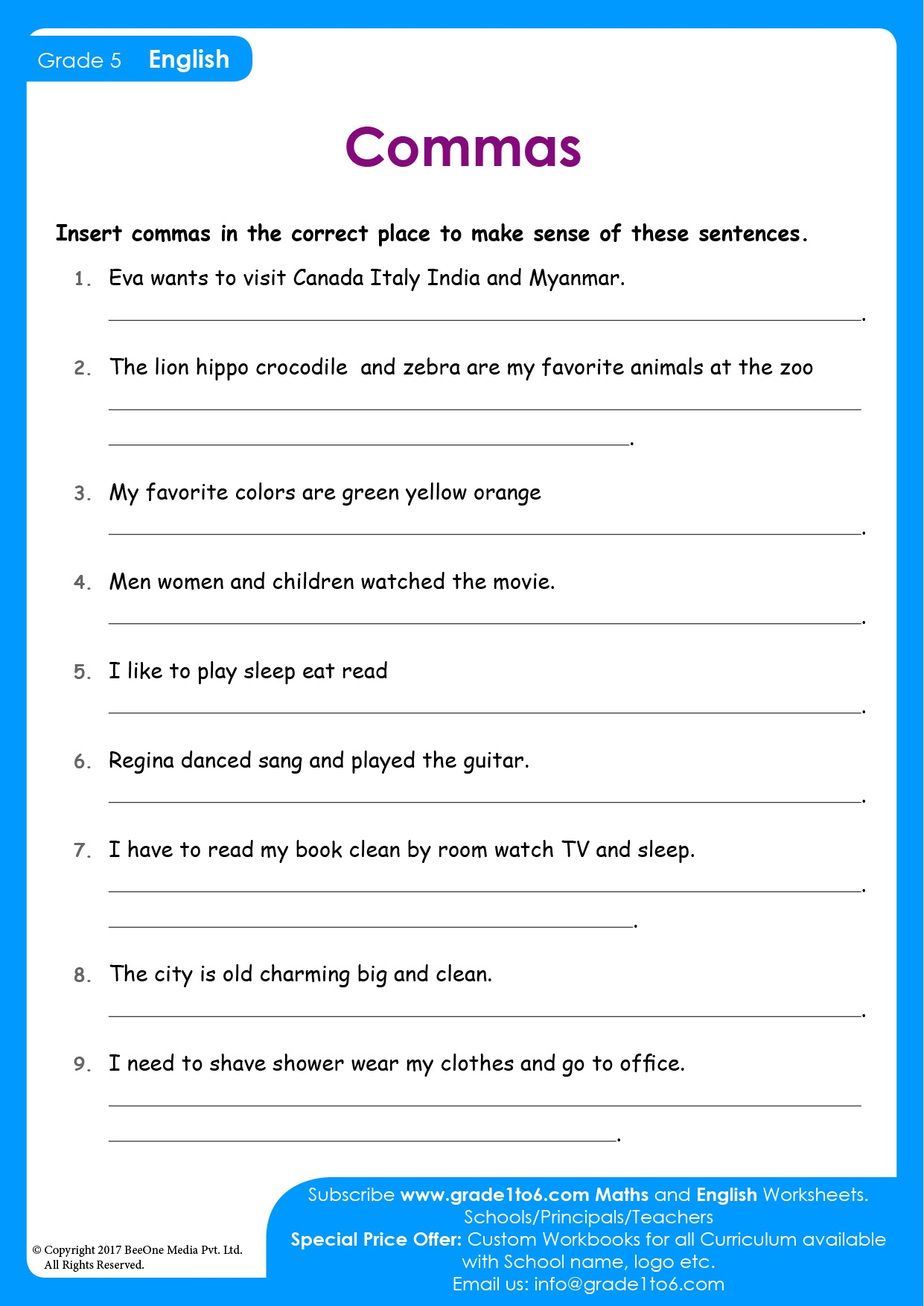Free Printable Comma Worksheet For 5th Grade Download Free 