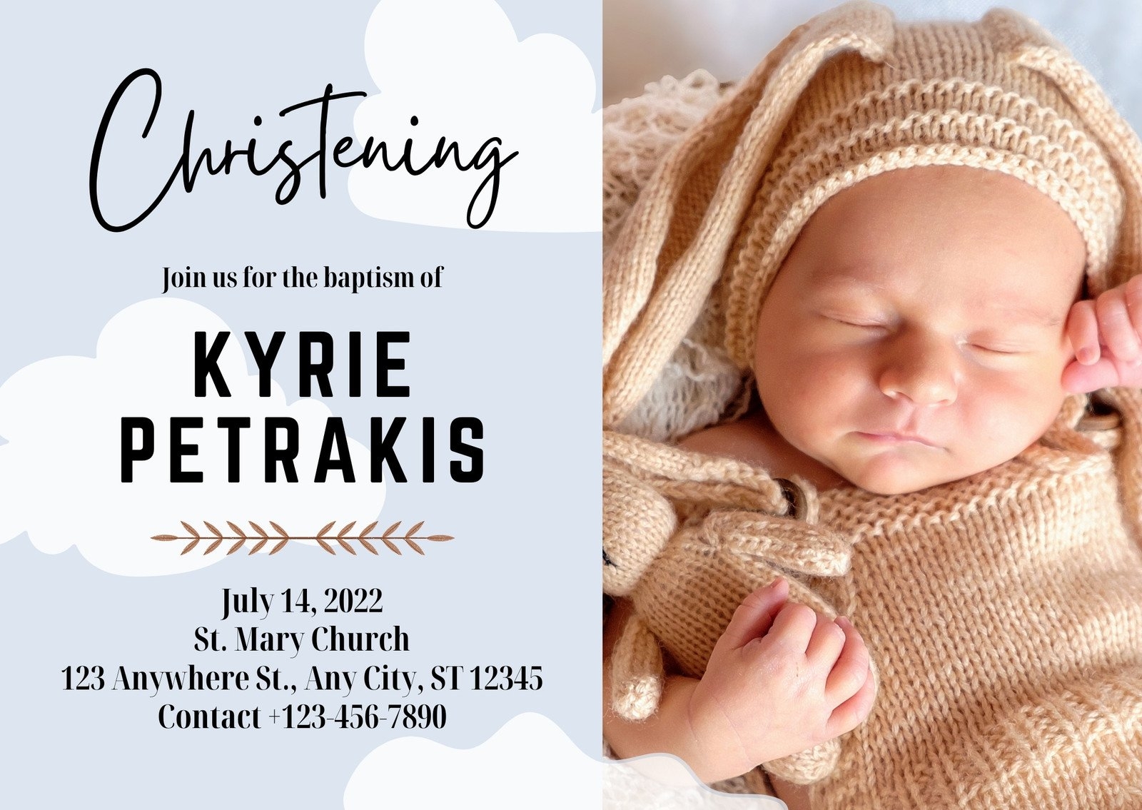 Free Printable Customizable Baptism Card Templates Canva
