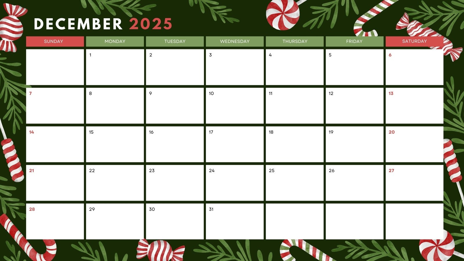 Free Printable Calendar Dec