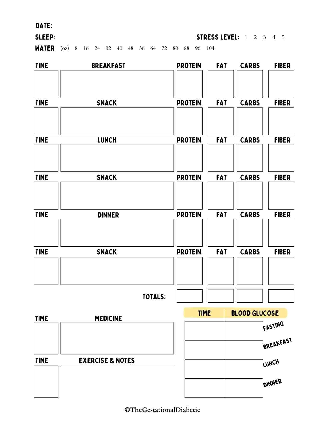 Free Printable Blood Sugar Log