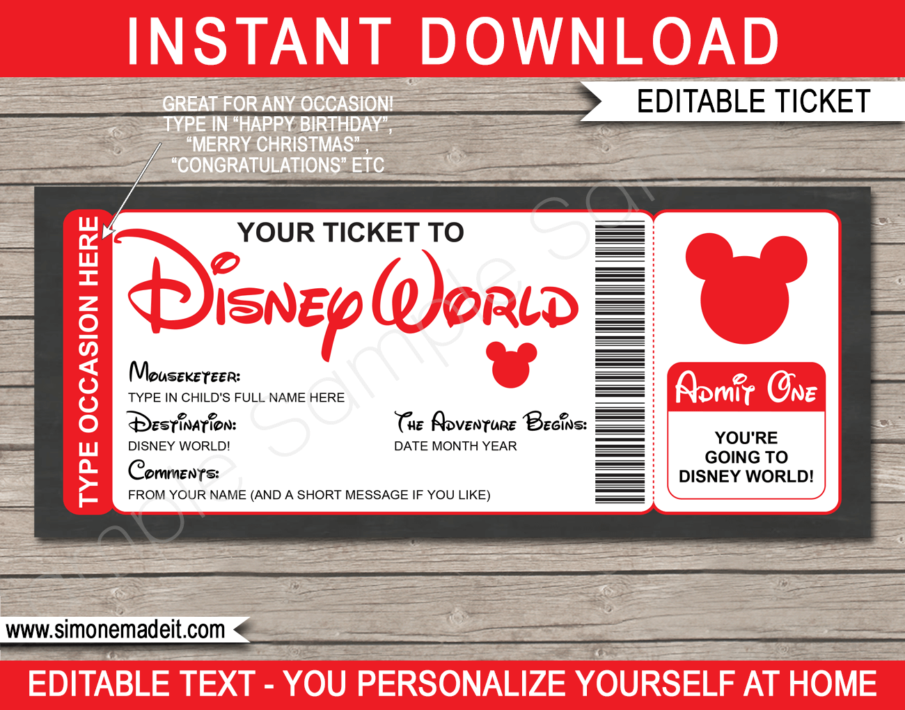 Free Printable Disney Tickets Printable Party Favors