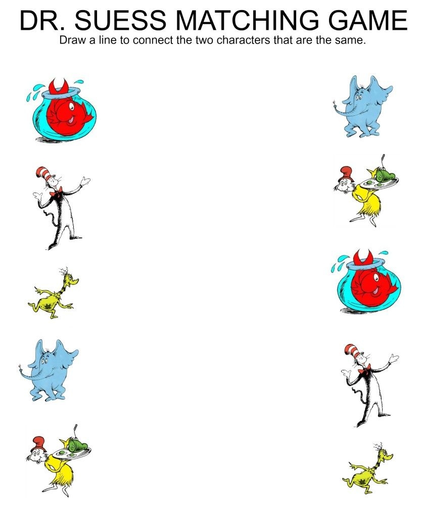 FREE Printable Dr Seuss Worksheets For Preschool And Kindergarten Worksheets Library