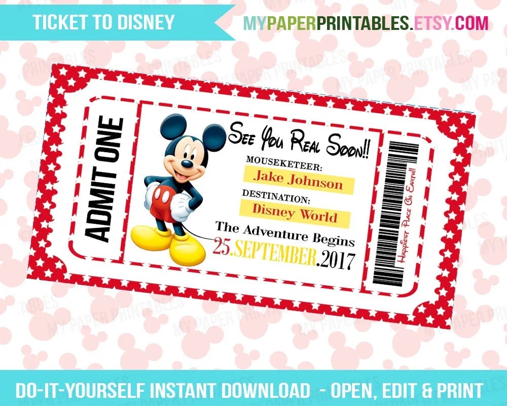 Free Printable Disney World Ticket Template