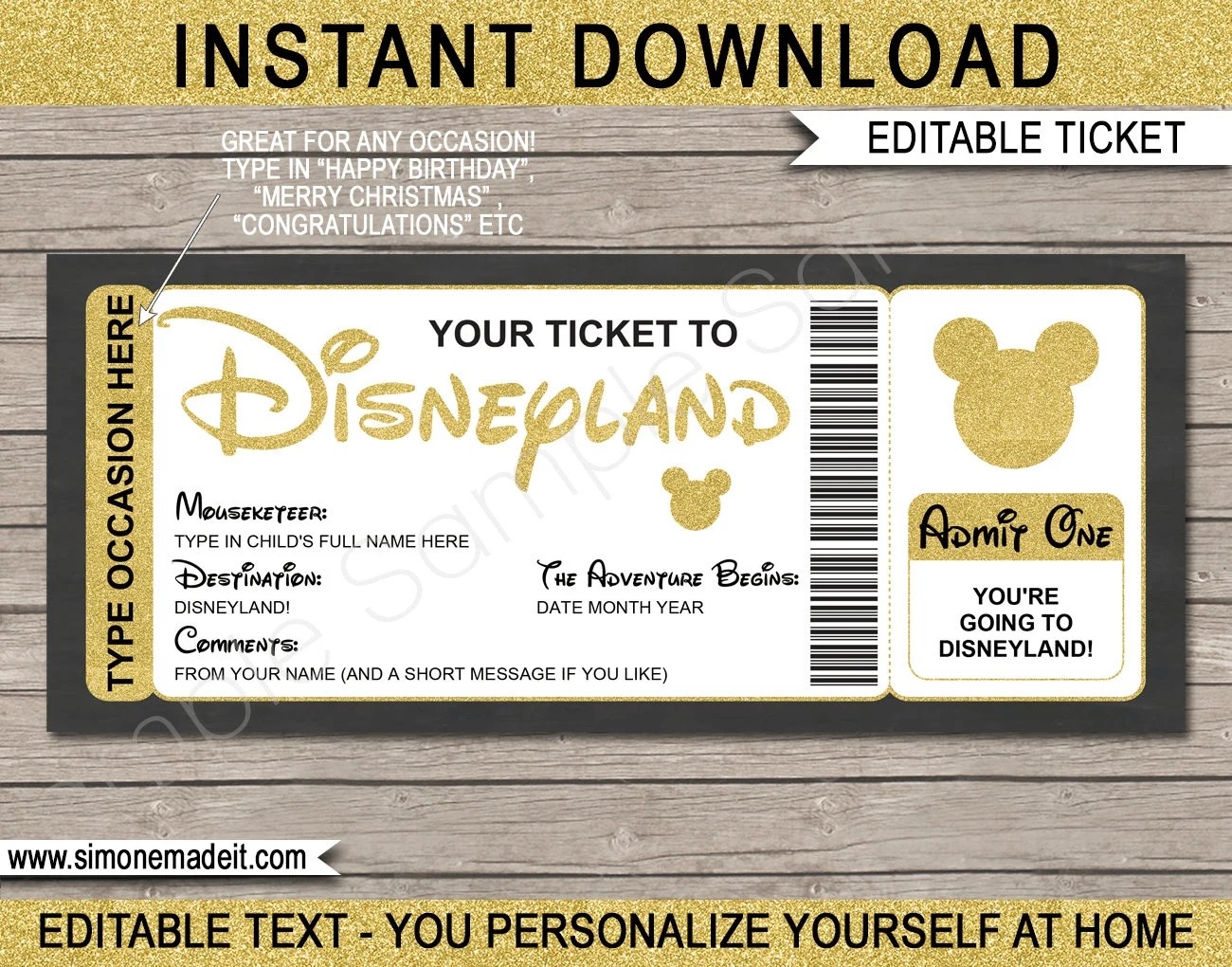 Free Printable Fake Disney World Tickets Printable Party Favors