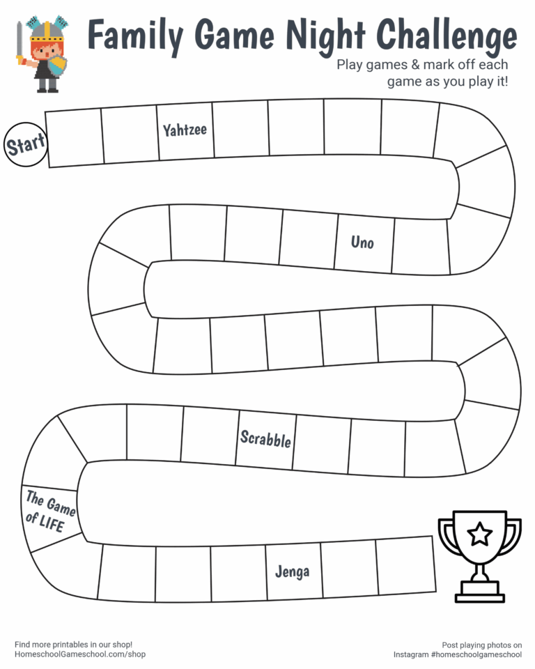 Free Printable Family Game Night Challenge Poster