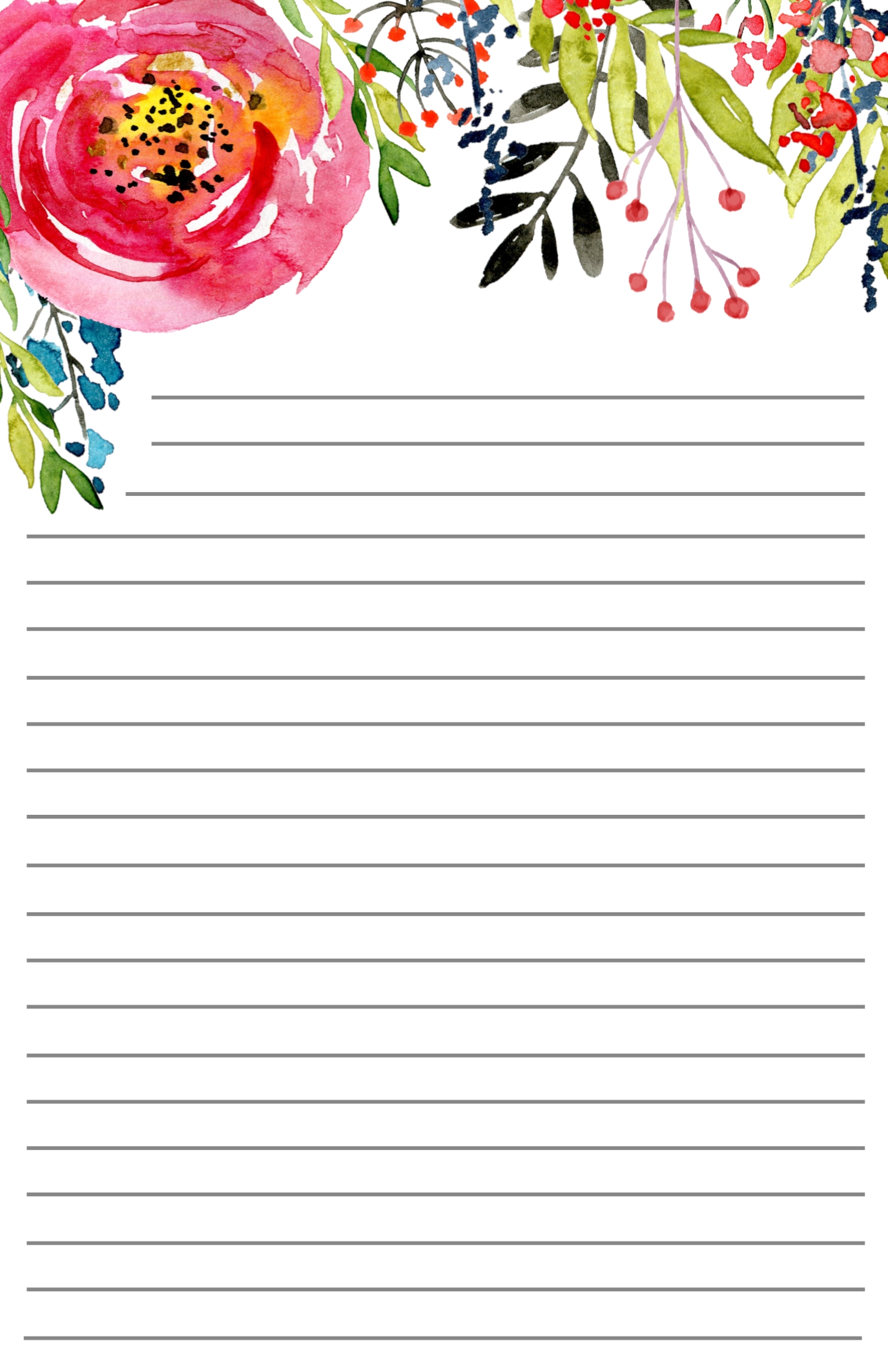 Free Printable Floral Stationery Paper Trail Design Worksheets 
