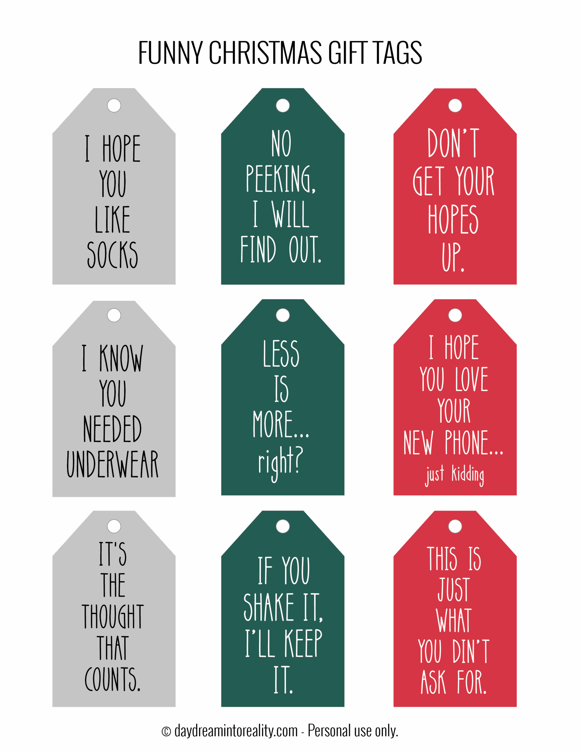 Free Printable Funny Christmas Tags Printable Party Favors
