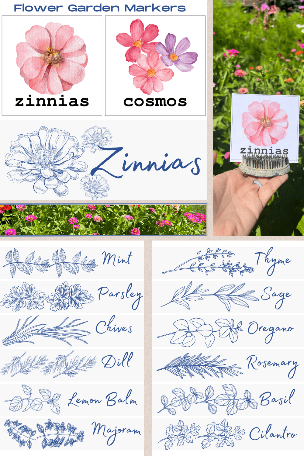 Free Printable Garden Markers For Flowers And Herbs Grow Beauty 