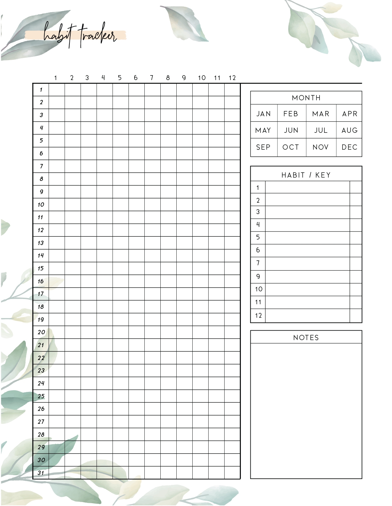 Habit Tracker Printable Pdf Free Download