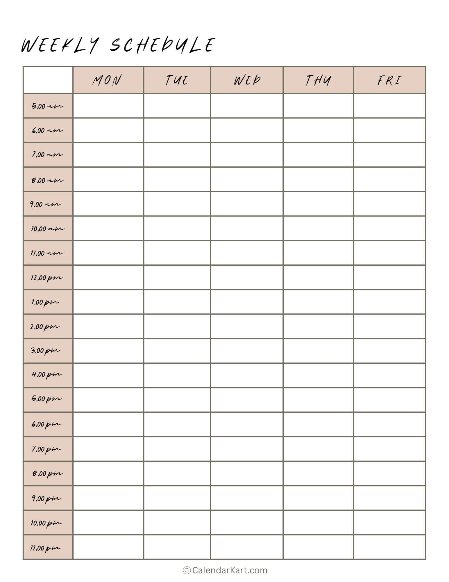 Weekly Hourly Planner Printable Pdf Free