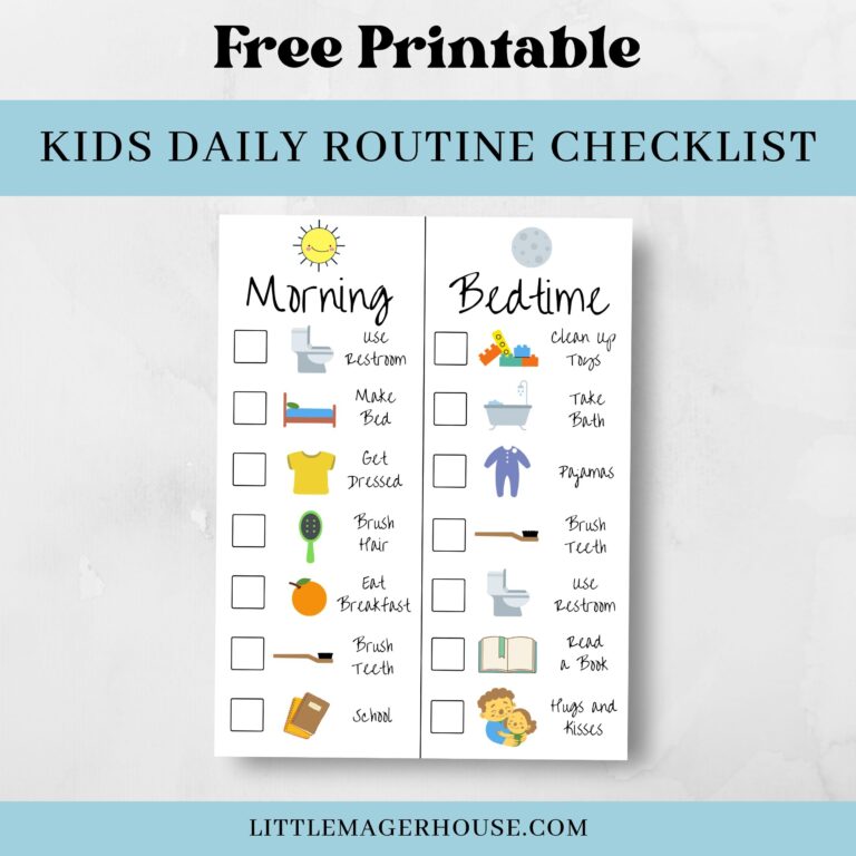 Free Printable Kids Daily Routine Checklist Little Mager House