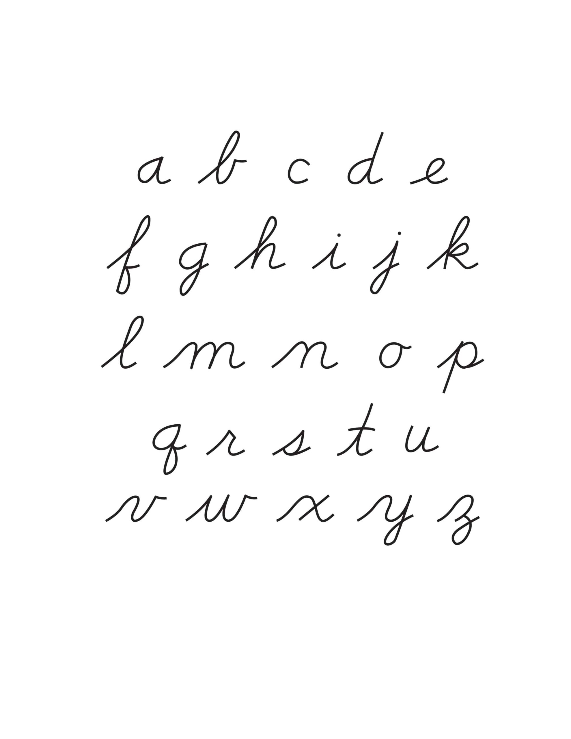 Free Printable Cursive Alphabet Chart