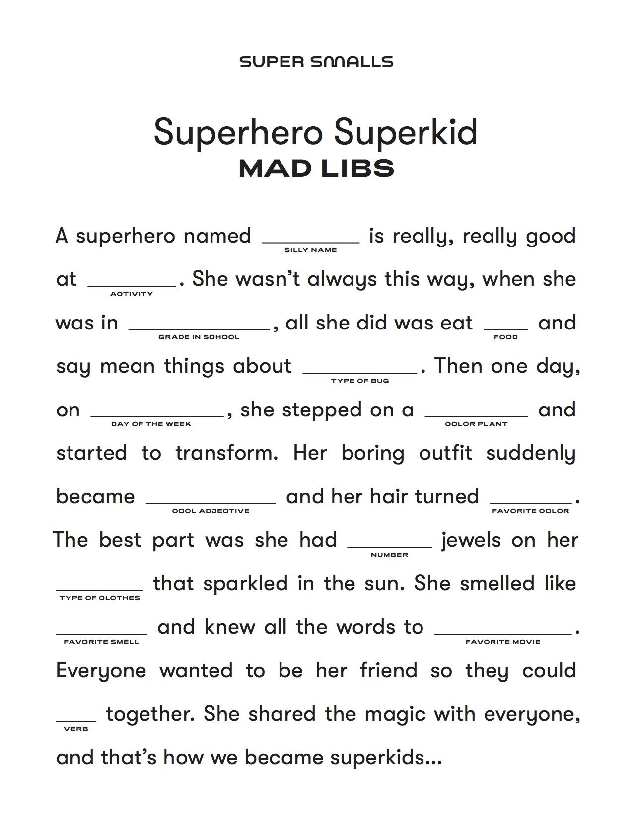 Printable Free Mad Libs