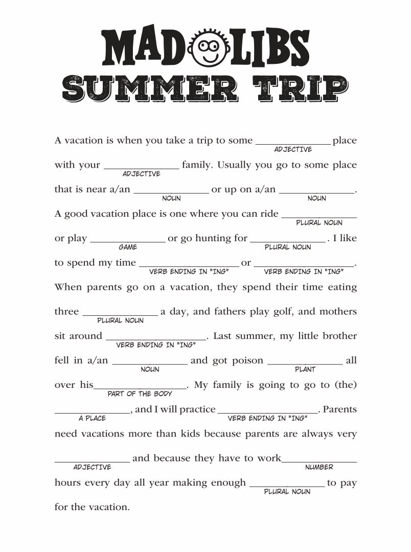 Free Printable Mad Libs For Middle School Students Worksheets Library