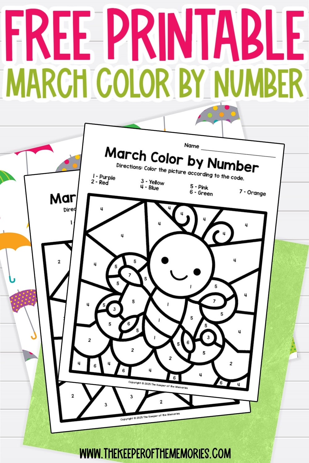 Free Printable March Color By Number The Keeper Of The Memories