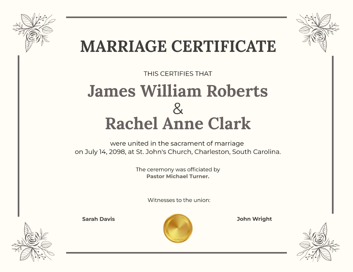 Free Printable Marriage Certificate Templates To Customize Online