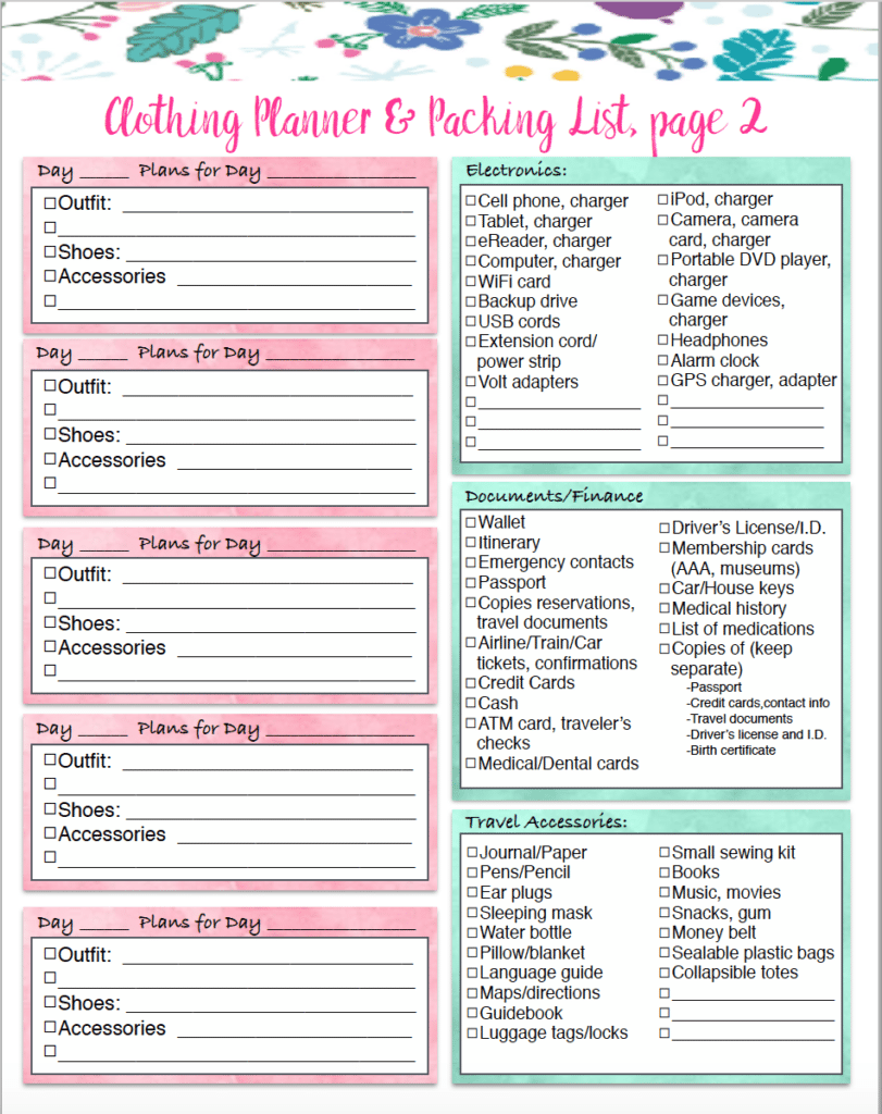 Free Printable Vacation Packing List