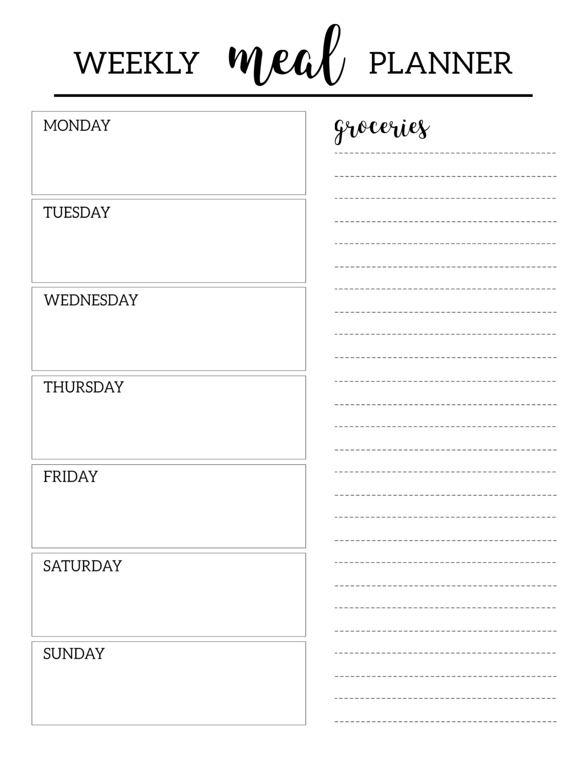 Meal Plan Free Printable