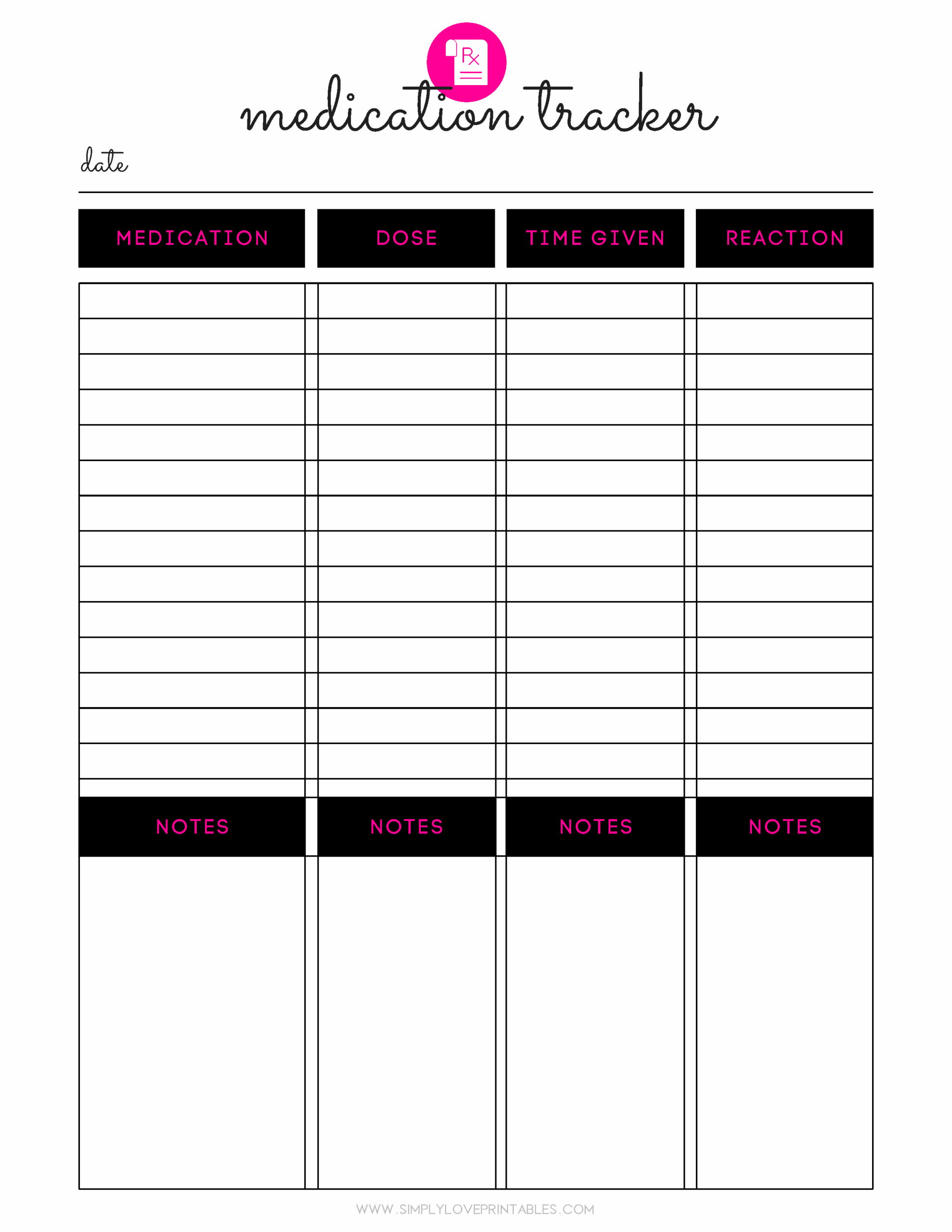 Free Printable Medication Tracker