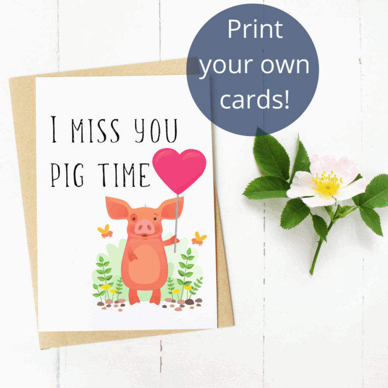 FREE PRINTABLE MISS YOU PIG TIME CARD BRAMBLE AVENUE