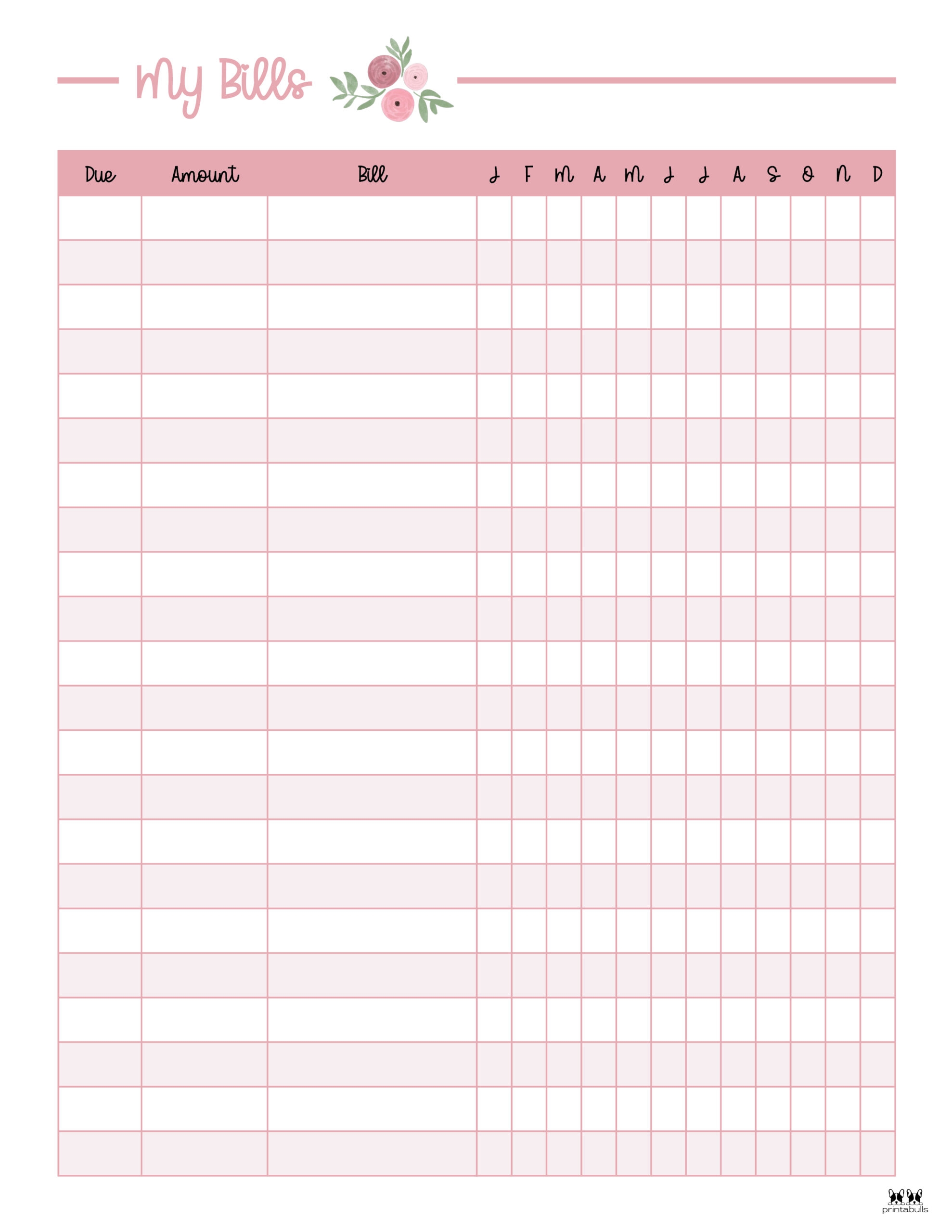 Free Printable Monthly Bill Organizer Printable Party Favors
