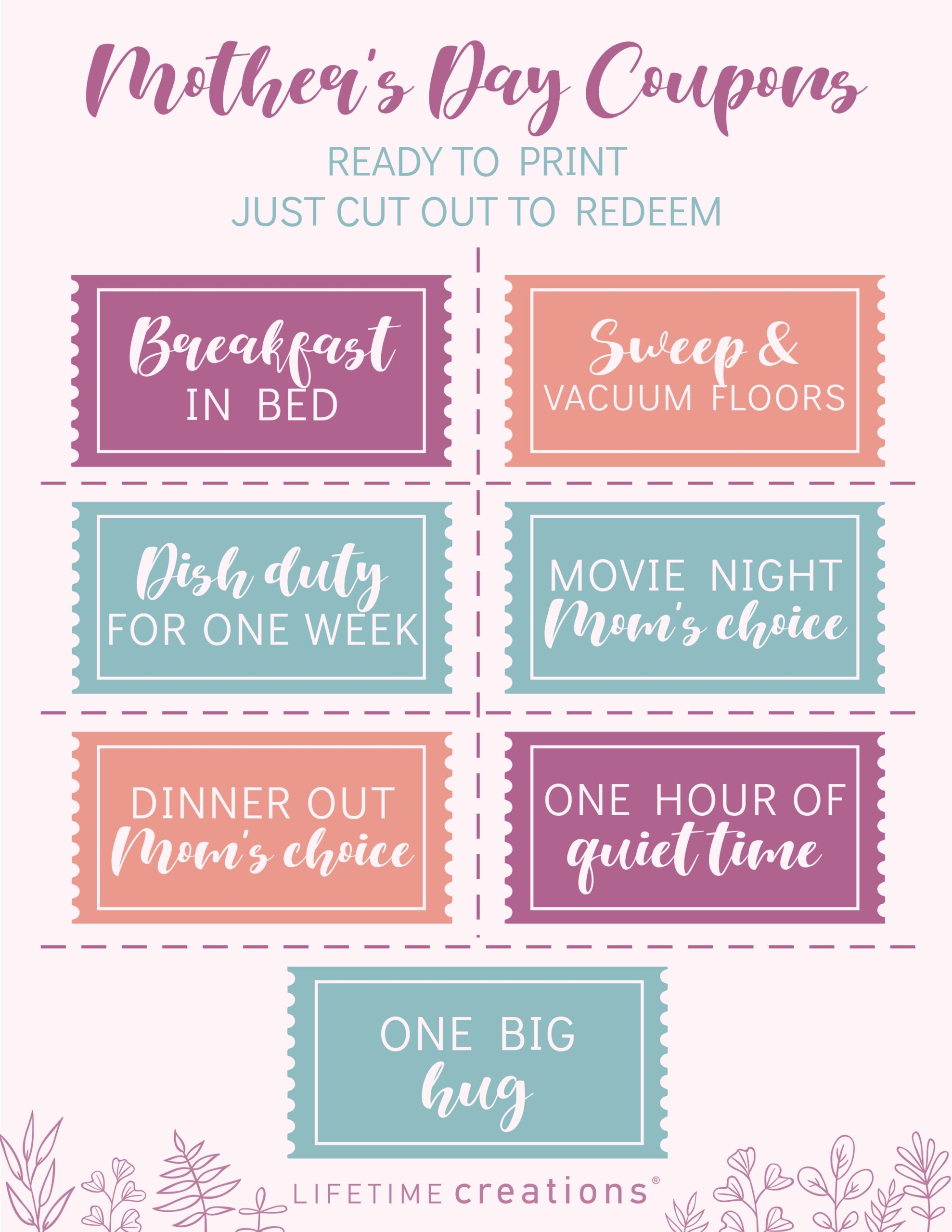 Free Printable Mother s Day Coupons U0026 Questionnaire Lifetime Creations
