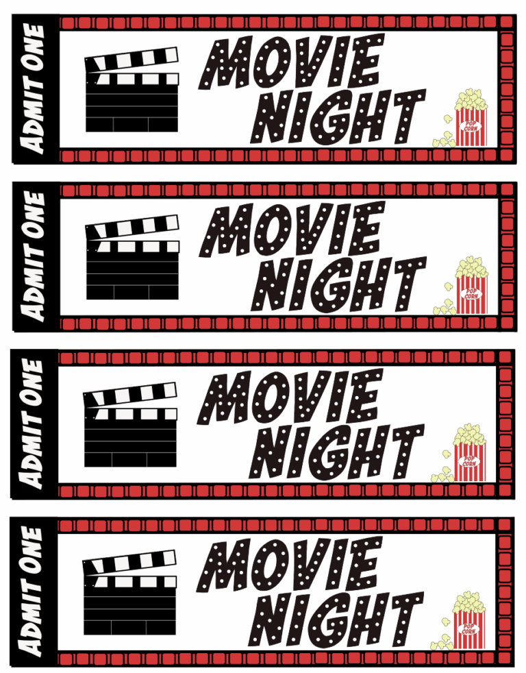 FREE Printable Movie Night Tickets For Your Next Family Movie Night Worksheets Library