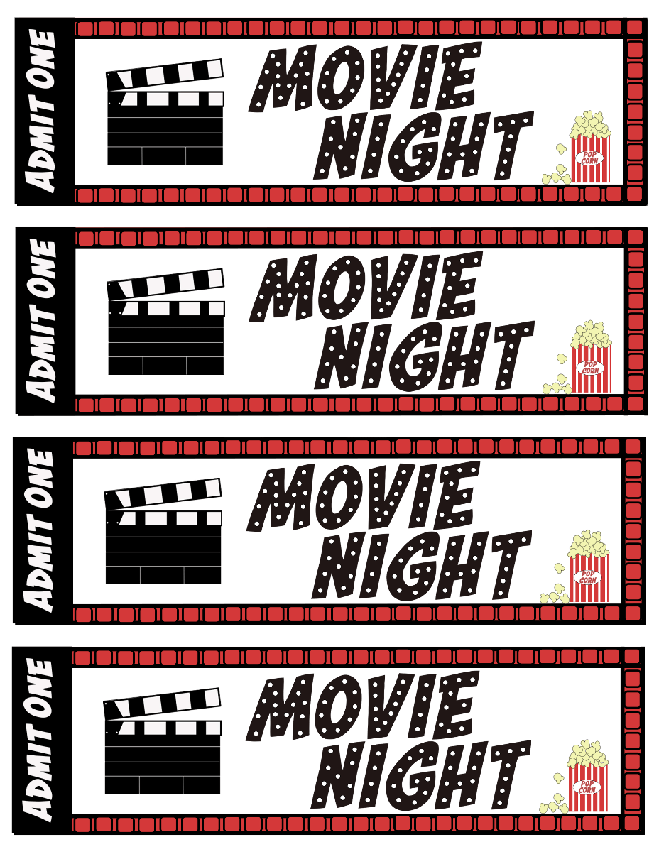 FREE Printable Movie Night Tickets For Your Next Family Movie Night Worksheets Library